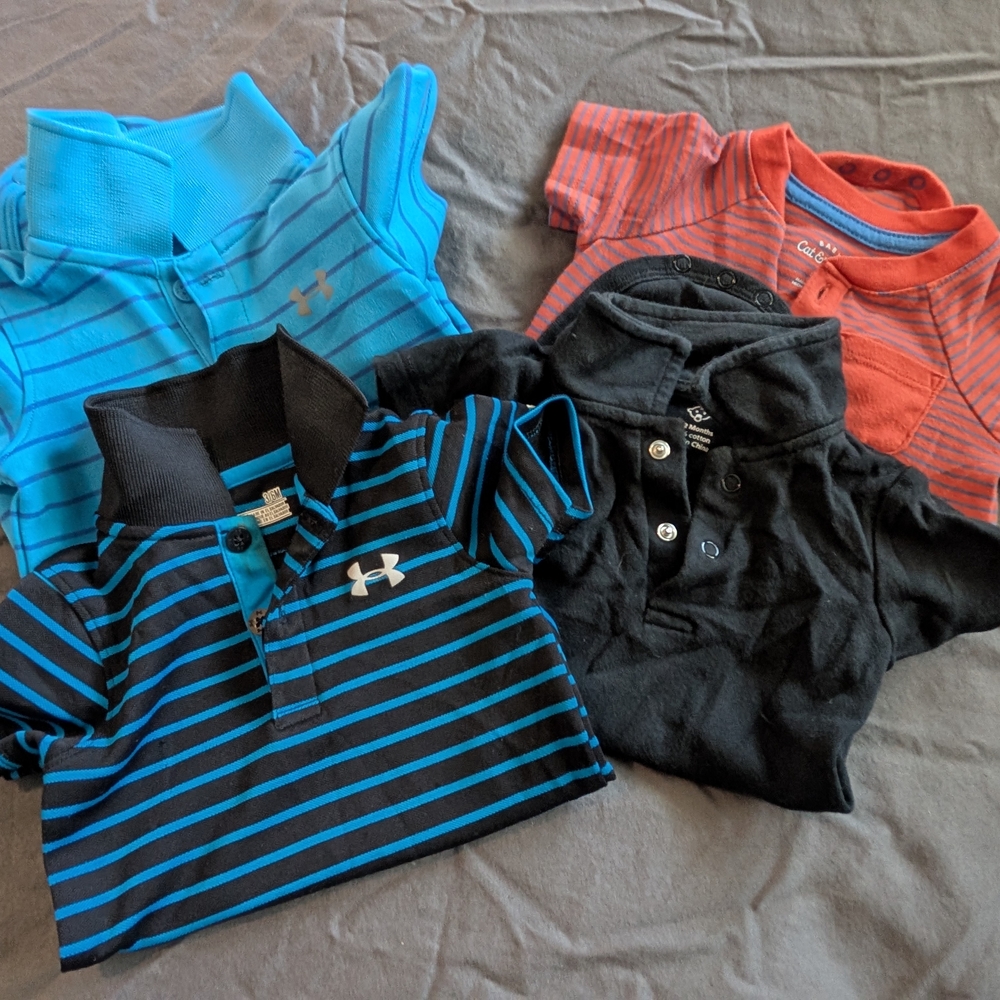 Under Armour Kids Striped Polo Shirt - Blue and Black LOT